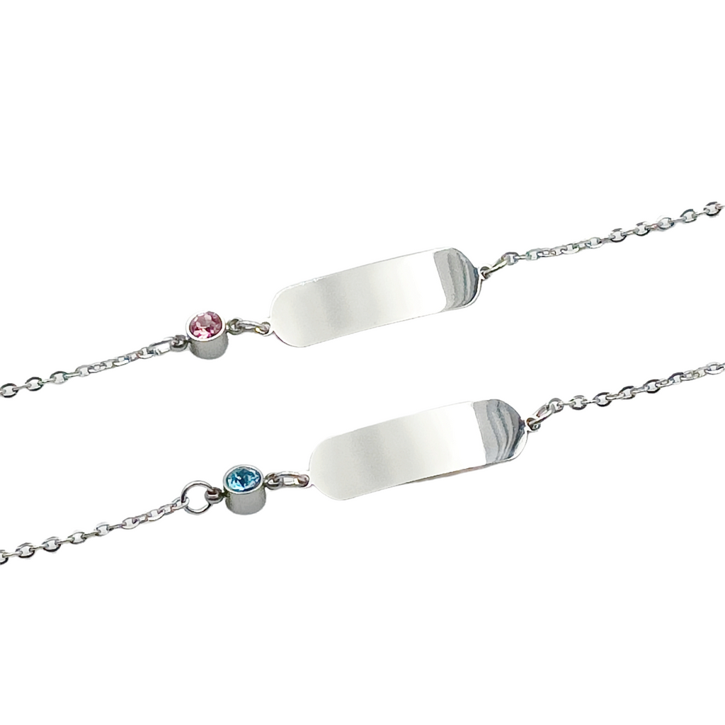 Bracciale Bimba Bimbo Piastra e Punto Luce Acciaio Argento