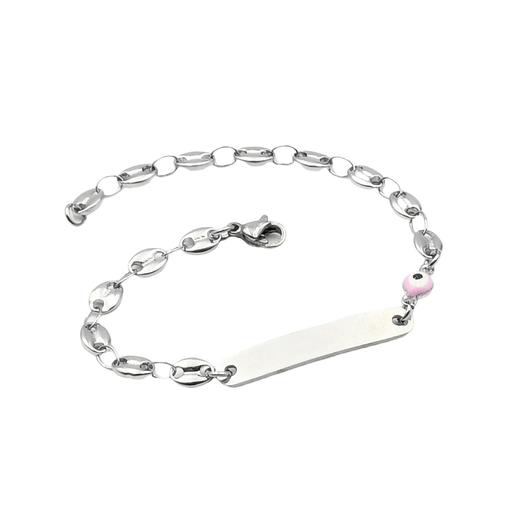 Bracciale Bimba Bimbo Piastra Classica Acciaio Argento