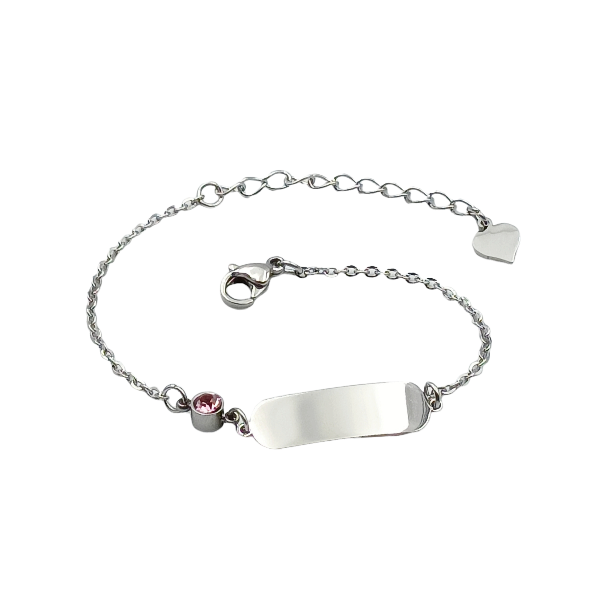 Bracciale Bimba Bimbo Piastra e Punto Luce Acciaio Argento