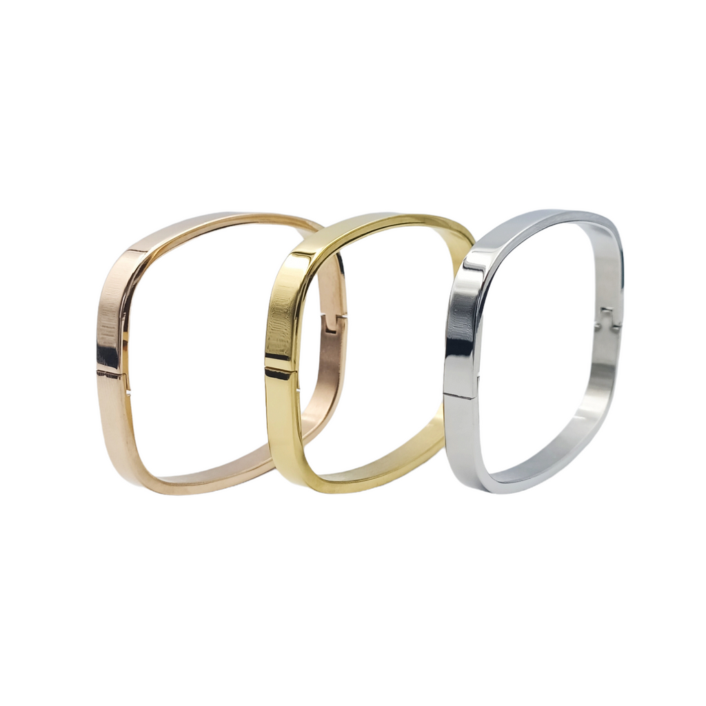 Bracciale Stiff Rettangolo Rigido NASCITA Acciaio Silver/Gold/Rose