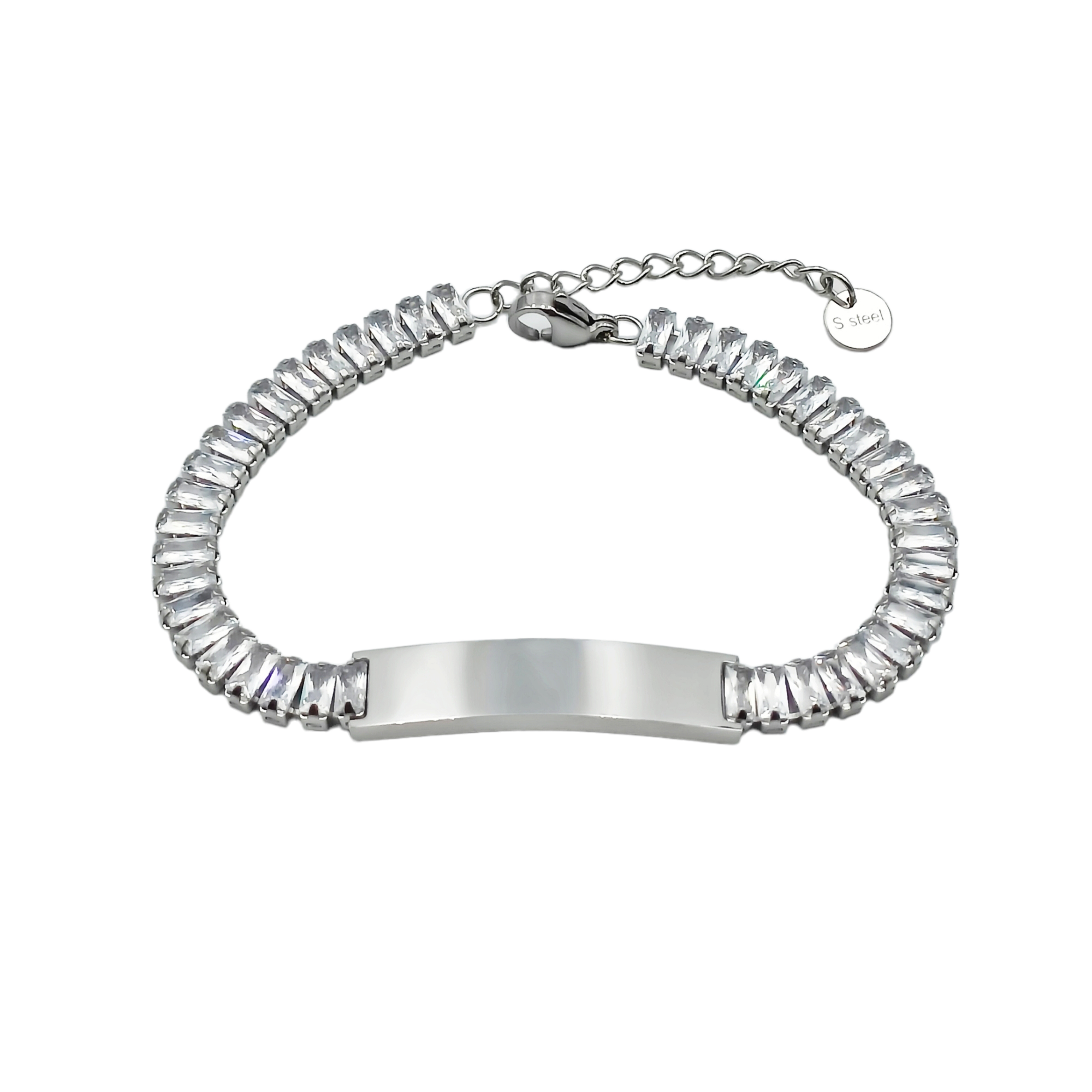 Bracciale Piastra Brillante Acciaio