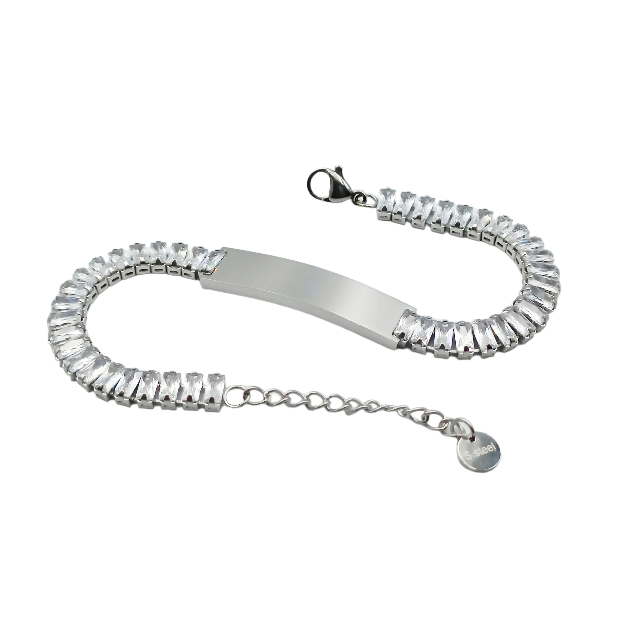 Bracciale Piastra Brillante Acciaio