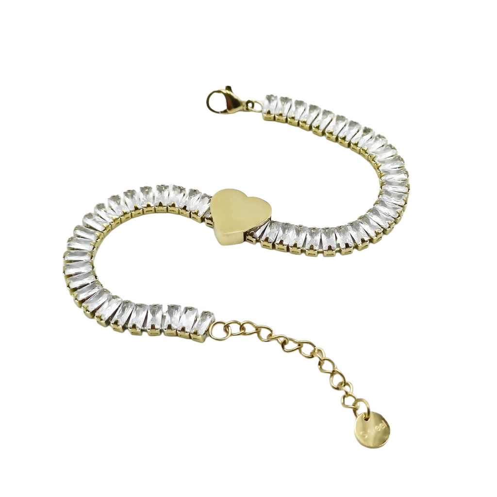 Bracciale Cuore Brillante Acciaio Colori Argento e Oro