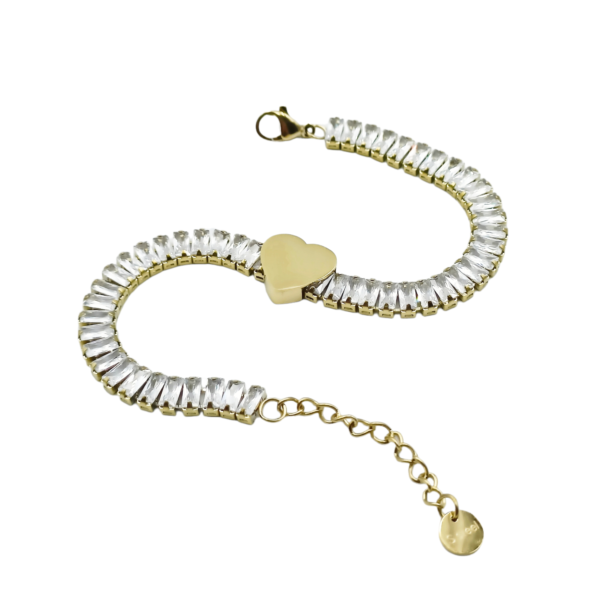 Bracciale Cuore Brillante Acciaio Colori Argento e Oro