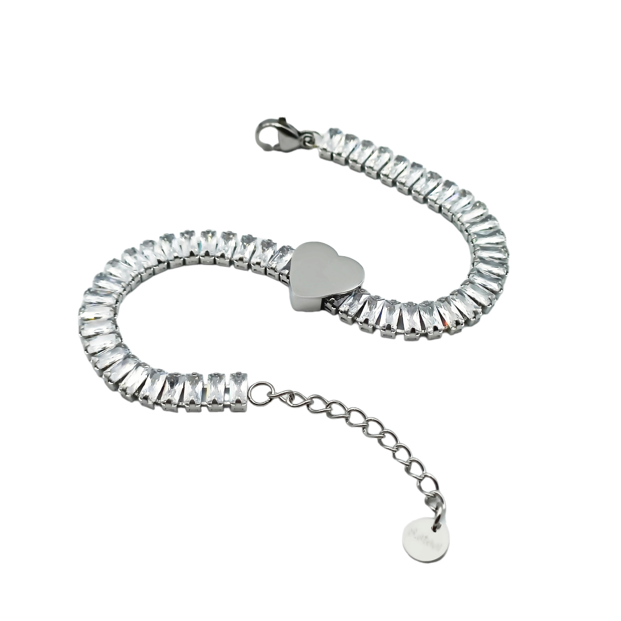 Bracciale Cuore Brillante Acciaio Colori Argento e Oro