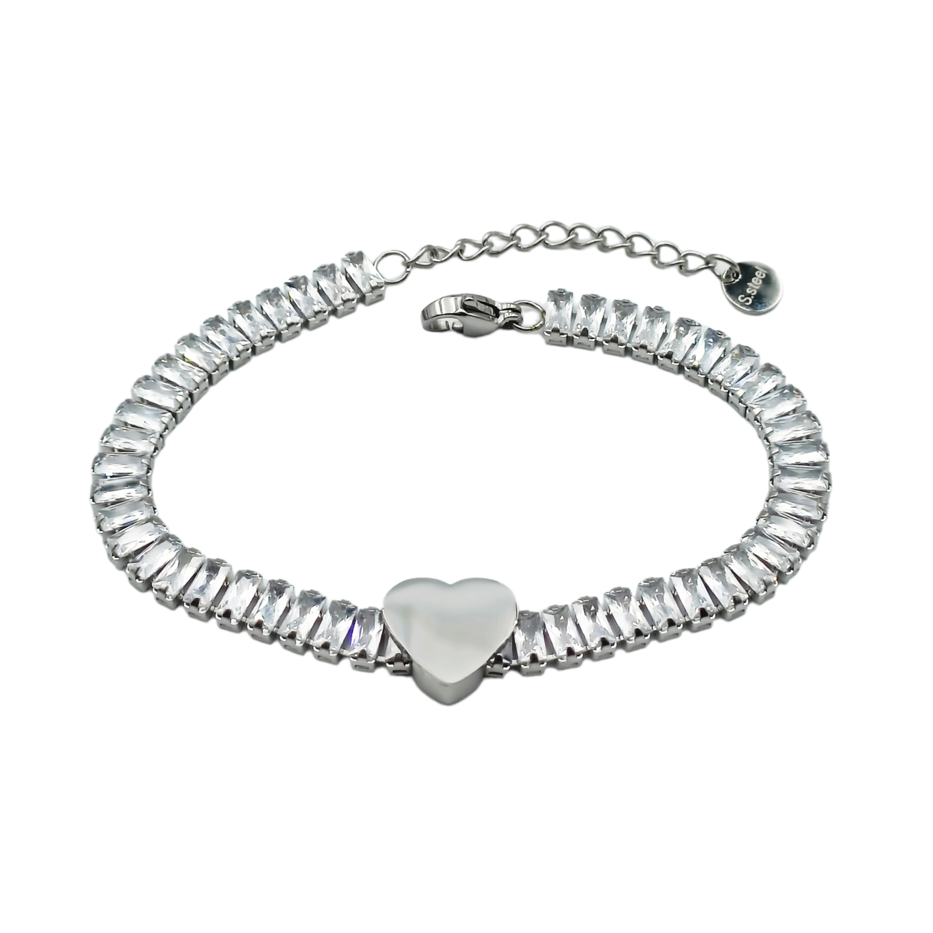 Bracciale Cuore Brillante Acciaio Colori Argento e Oro